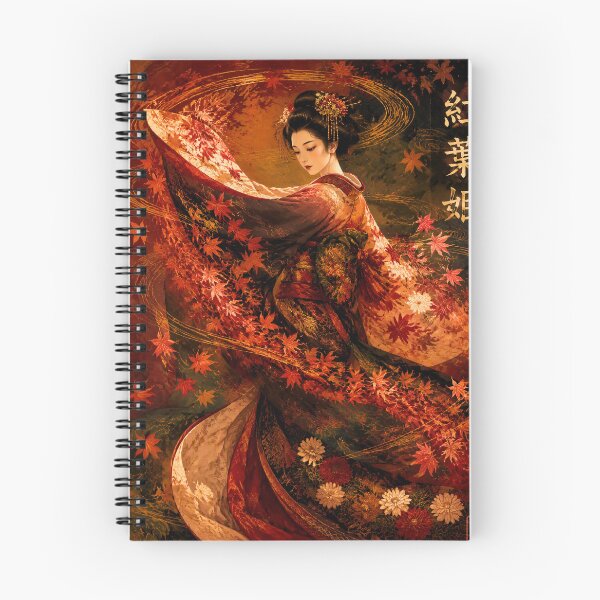 Item preview, Autumn Geisha | Japanese Maple Leaf Kimono Art designed and sold by kaxymax.