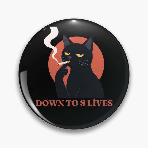 Item preview, Down to 8 Lives - Funny Black Cat Smoking Cigarette designed and sold by UnripeAlmond.