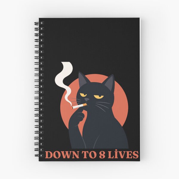 Item preview, Down to 8 Lives - Funny Black Cat Smoking Cigarette designed and sold by UnripeAlmond.