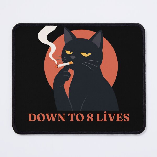 Item preview, Down to 8 Lives - Funny Black Cat Smoking Cigarette designed and sold by UnripeAlmond.