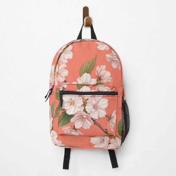 Item preview, Coral Salmon White Flower Cheerful Pattern designed and sold by IntelliMindDesigns.