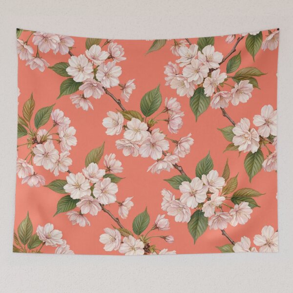 Item preview, Coral Salmon White Flower Cheerful Pattern designed and sold by IntelliMindDesigns.