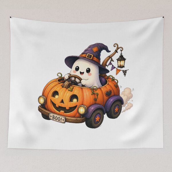 Item preview, Boo! Cute Ghost Pumpkin Car designed and sold by trendspatterns.