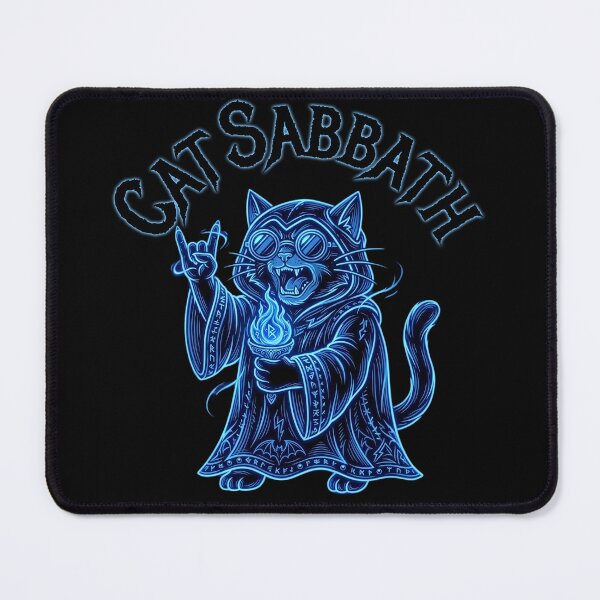 Item preview, Cat Sabbath Rock Wizard Cat Front and Back Design designed and sold by FaeryNuff.