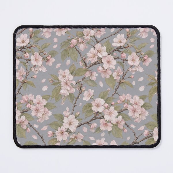 Item preview, Soft Pink Blossom Grey Background Pattern designed and sold by IntelliMindDesigns.