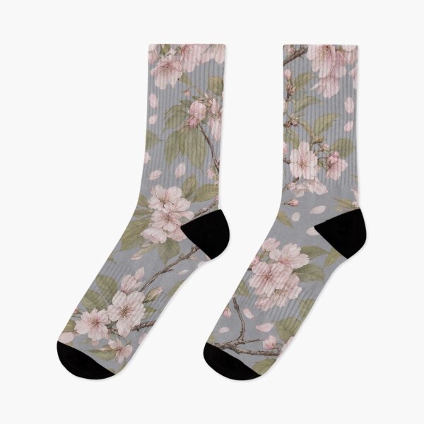Item preview, Soft Pink Blossom Grey Background Pattern designed and sold by IntelliMindDesigns.