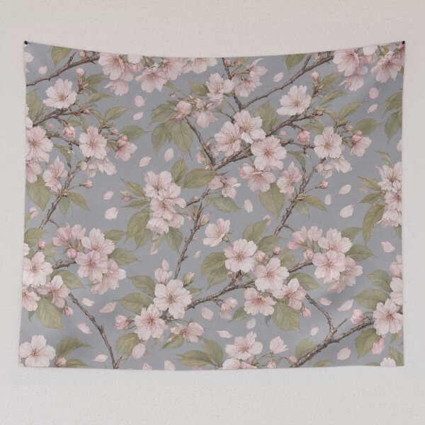 Item preview, Soft Pink Blossom Grey Background Pattern designed and sold by IntelliMindDesigns.
