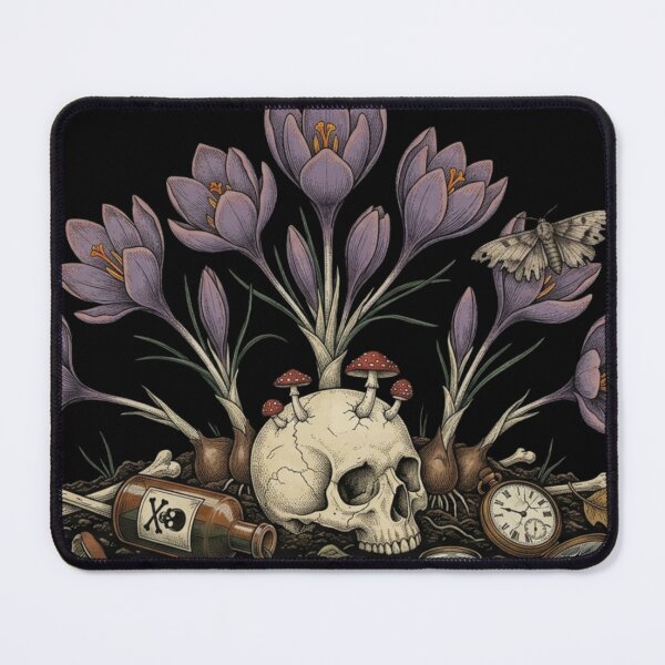 Item preview, Autumn Crocus Dark Botanical Gothic Poison Flower Art designed and sold by The Wicked Herbarium.