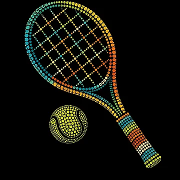 Artwork thumbnail, Retro Colorful Dotted Tennis Racket by Moizento