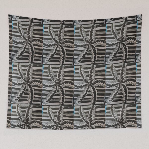 Item preview, Black, Silver, and White, Floral Pattern with Stripes  designed and sold by DancingCreek.