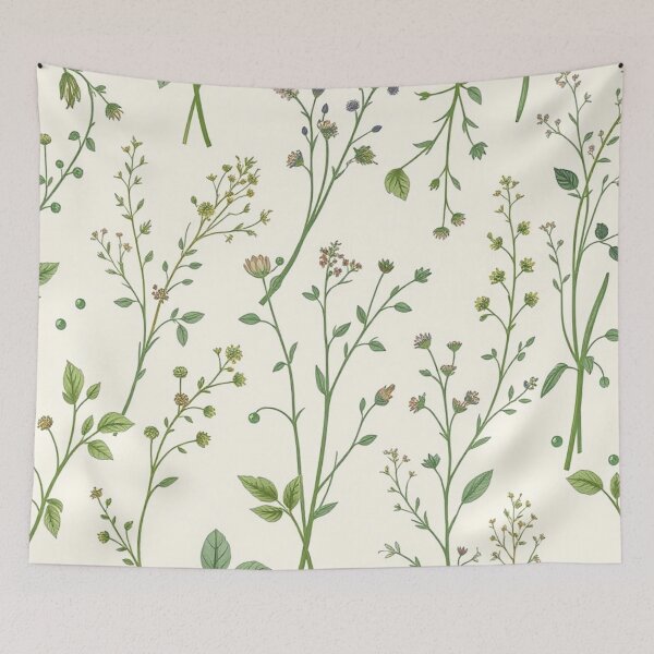 Item preview,  Green Leafy Vine Cream Meadow Pattern designed and sold by IntelliMindDesigns.