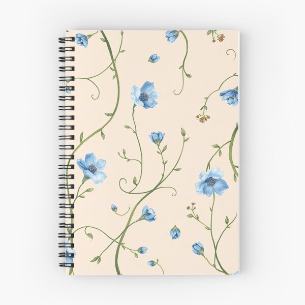 Item preview, Tiny Blue Flower Vine Cream Pattern designed and sold by IntelliMindDesigns.