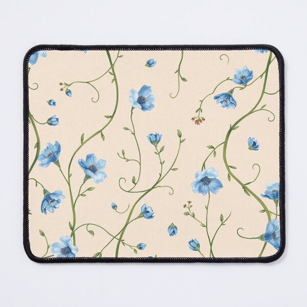 Item preview, Tiny Blue Flower Vine Cream Pattern designed and sold by IntelliMindDesigns.