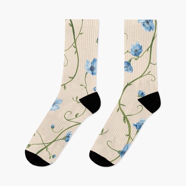 Item preview, Tiny Blue Flower Vine Cream Pattern designed and sold by IntelliMindDesigns.