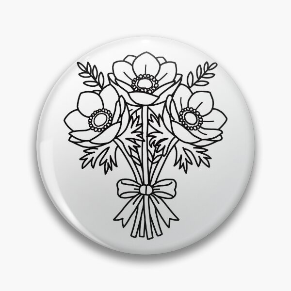 Item preview, Bold Anemone Bouquet Simple Thick Line Floral Bunch  designed and sold by RareBotanical .