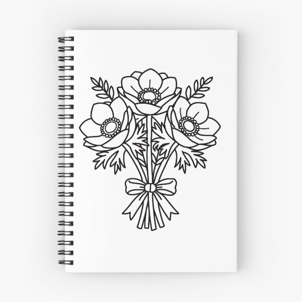 Item preview, Bold Anemone Bouquet Simple Thick Line Floral Bunch  designed and sold by FineLineBotanical .