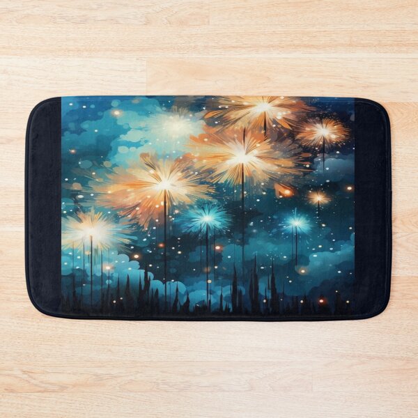 Item preview, Glowing Fireworks Flowers Night Lake Artwork  designed and sold by NivyasArtistry.