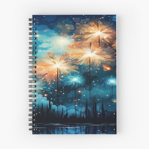 Item preview, Glowing Fireworks Flowers Night Lake Artwork  designed and sold by NivyasArtistry.