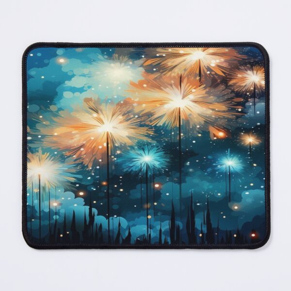Item preview, Glowing Fireworks Flowers Night Lake Artwork  designed and sold by NivyasArtistry.