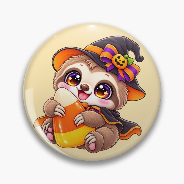 Item preview, Kawaii Sloth Candy Corn Sticker Art – Cute Chibi Halloween Illustration designed and sold by MagicMakerPh.