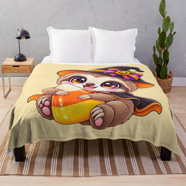 Item preview, Kawaii Sloth Candy Corn Sticker Art – Cute Chibi Halloween Illustration designed and sold by MagicMakerPh.