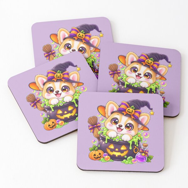 Item preview, Kawaii Corgi in Cauldron Sticker Art – Cute Chibi Halloween Illustration designed and sold by MagicMakerPh.
