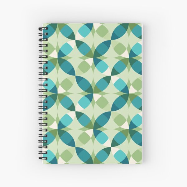 Mid Century Modern Circle Lock Print 2 - Green Teal Turquoise Spiral Notebook