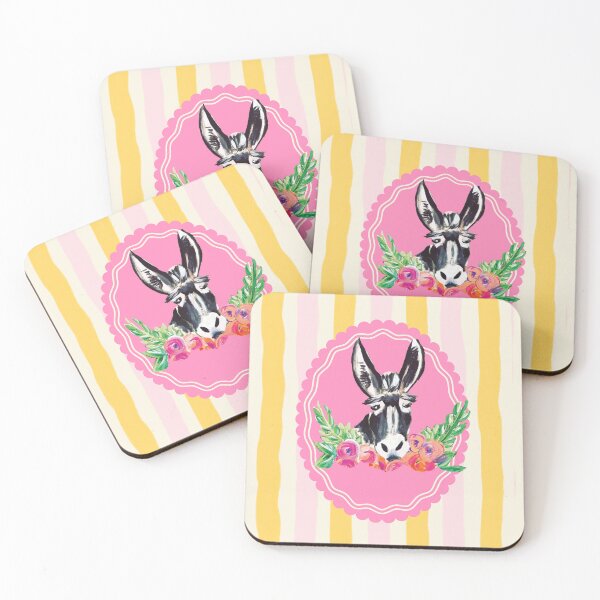 Item preview, Donkey iwith Flowers in Yellow Stripes and Pink "Kitsch" designed and sold by TinaSalazar.