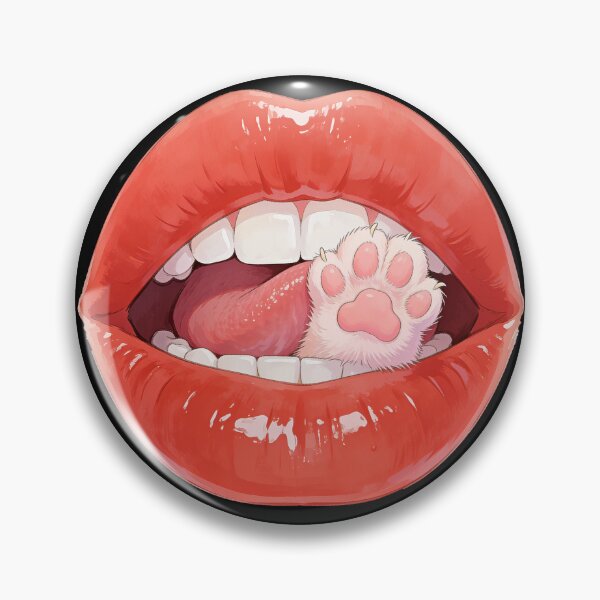 Item preview, Cute Cat Paw Inside Glossy Red Lips Surreal Art designed and sold by OksArtStudio.