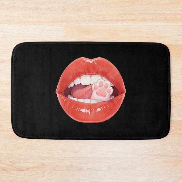 Item preview, Cute Cat Paw Inside Glossy Red Lips Surreal Art designed and sold by OksArtStudio.