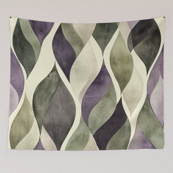 Item preview, Abstract Watercolor Waves in Green, Purple and Beige designed and sold by ZedColors.