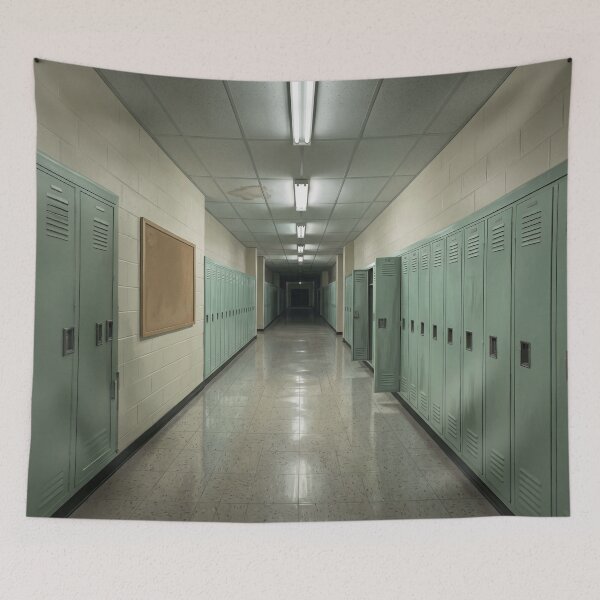 Item preview, Empty School Hallway Liminal Space Painting designed and sold by The Mellonaire.