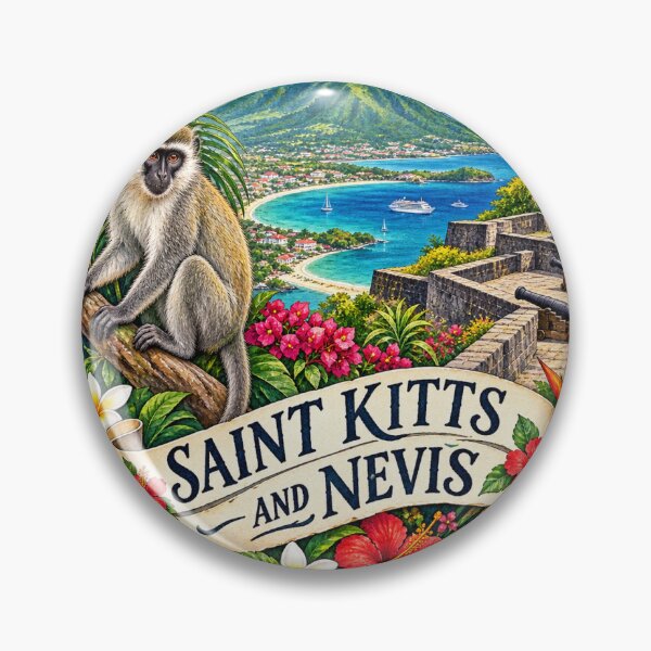 Item preview, Saint Kitts and Nevis Watercolor Botanical Island Crest designed and sold by ZooMER1.