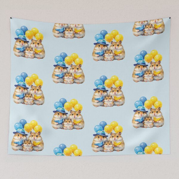 Item preview, Realistic painting of hamster family with balloons designed and sold by the artedivino.