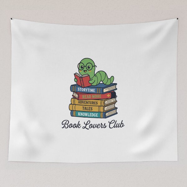 Item preview, Book Lovers Club - Cute Worm Reading Books designed and sold by shaira6831.