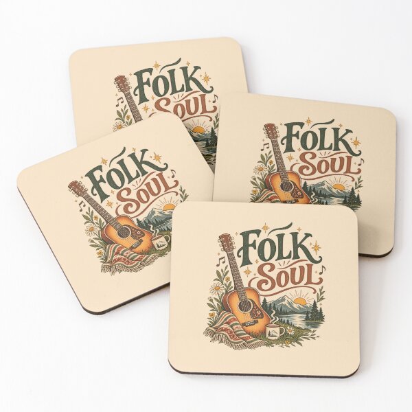 Item preview, Folk Soul – Vintage Acoustic Guitar Mountain Nature Art designed and sold by BankshopTH.