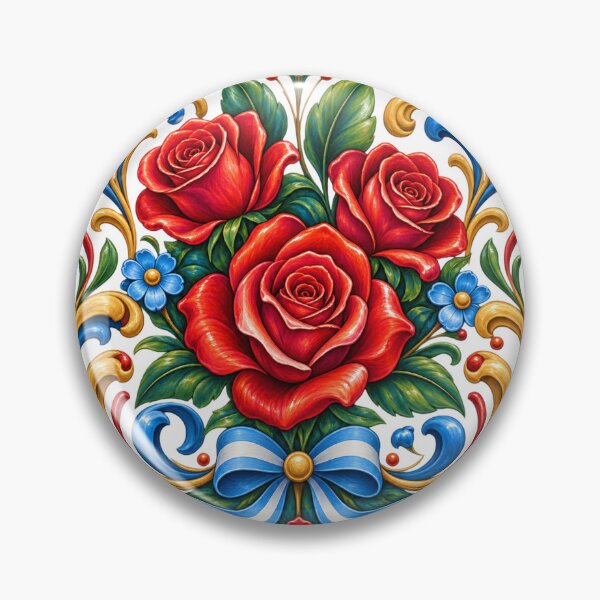 Aperçu de l'œuvre Roses Fileteada – Art Porteño Argentin créée et vendue par Esencia Argentina.
