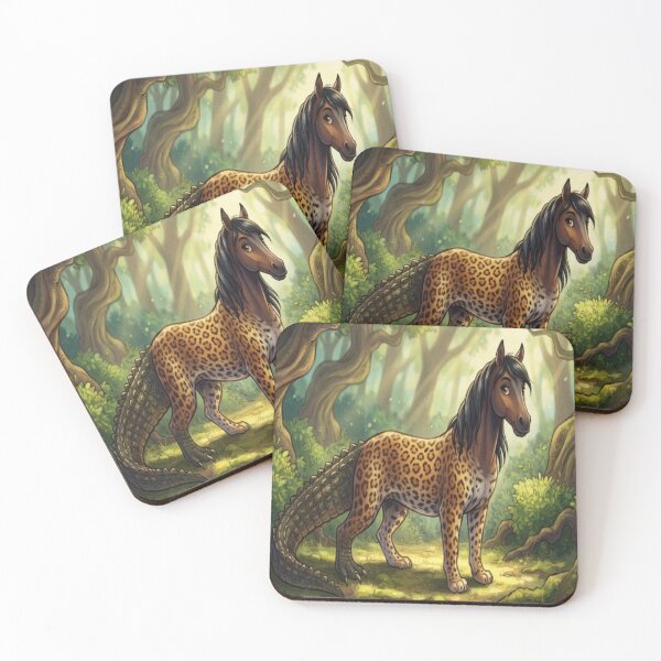 Item preview, Surreal Jaguar-Horse Fantasy Forest Art Print designed and sold by AfresStudio.