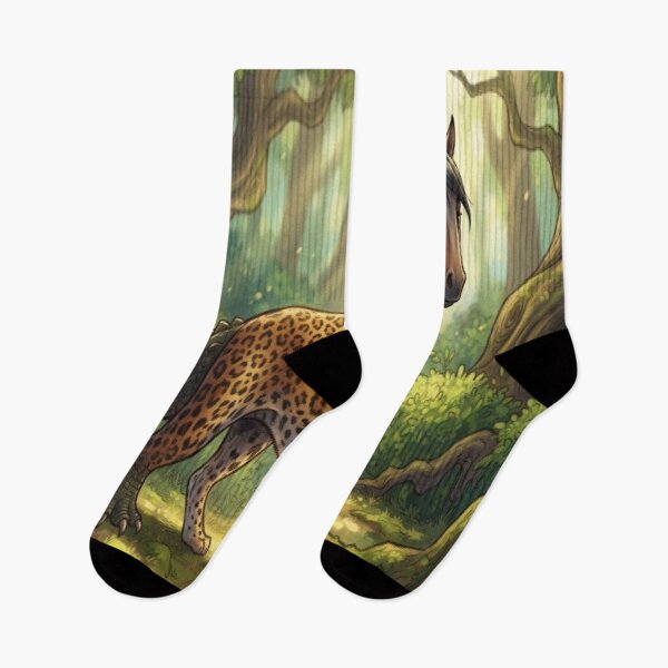 Item preview, Surreal Jaguar-Horse Fantasy Forest Art Print designed and sold by AfresStudio.