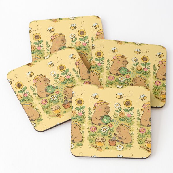 Item preview, Capybara Honey Bee Garden Pattern designed and sold by Soft Berry Studio.