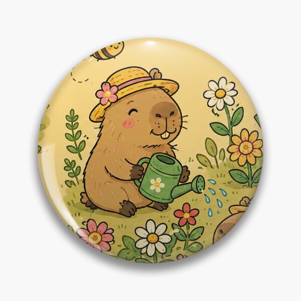 Item preview, Capybara Honey Bee Garden Pattern designed and sold by Soft Berry Studio.