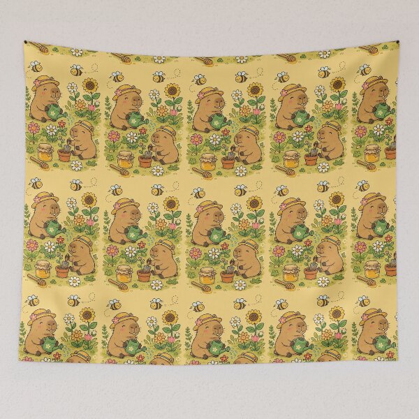 Item preview, Capybara Honey Bee Garden Pattern designed and sold by Soft Berry Studio.