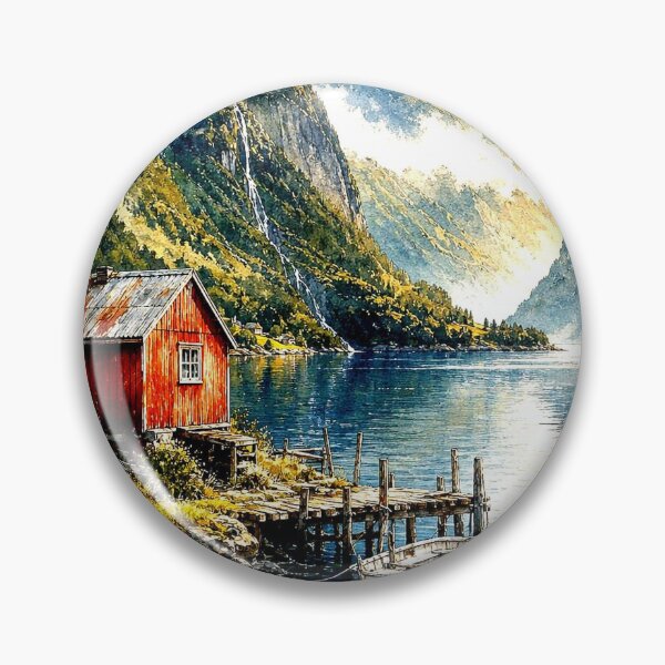 Item preview, Red Cabin by Mountain Fjord designed and sold by DesingbyDimoski.