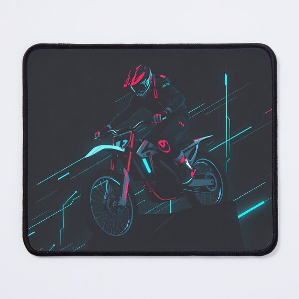 Item preview, Futuristic Synthwave Motocross Rider Extreme Offroad Dirt Bike Art designed and sold by RevUpDesign.