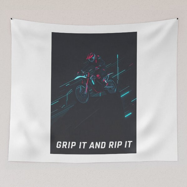 Item preview, Futuristic Synthwave Motocross Rider Extreme Offroad Dirt Bike Art designed and sold by RevUpDesign.