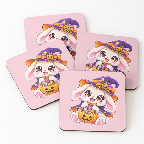 Item preview, Kawaii Bunny Candy Bucket Sticker Art – Cute Chibi Halloween Illustration designed and sold by MagicMakerPh.