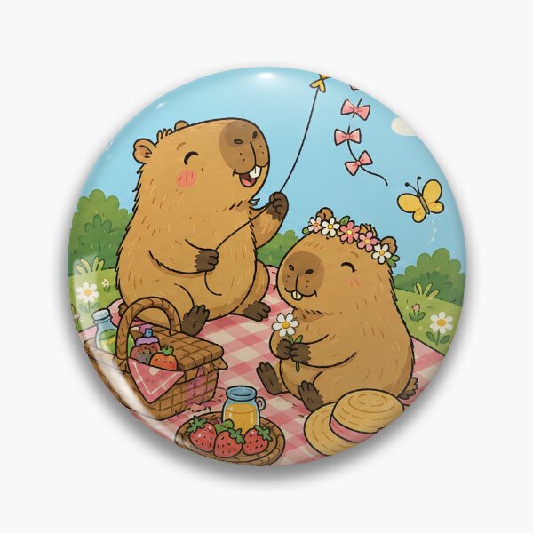 Item preview, Capybara Flower Kite Picnic Pattern designed and sold by Soft Berry Studio.