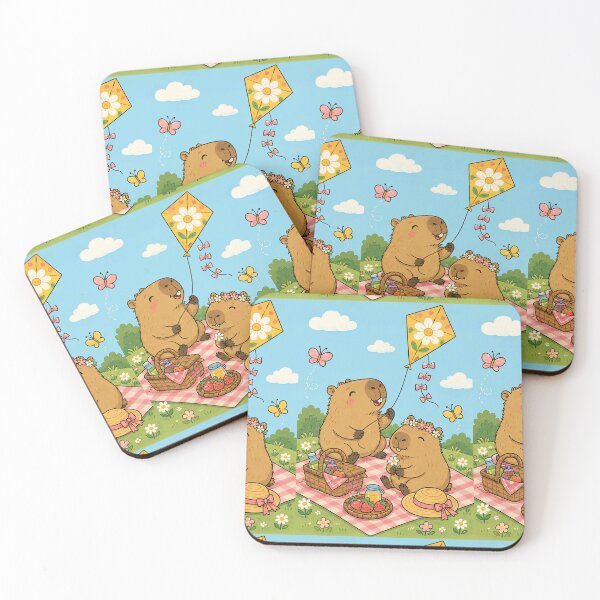 Item preview, Capybara Flower Kite Picnic Pattern designed and sold by Soft Berry Studio.