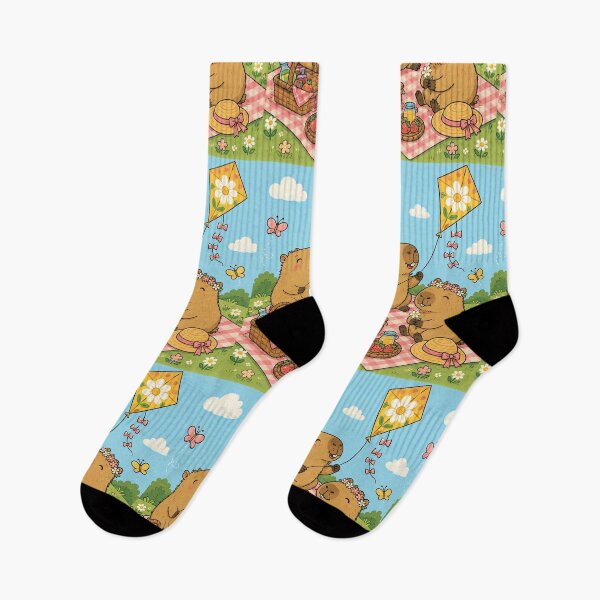 Item preview, Capybara Flower Kite Picnic Pattern designed and sold by Soft Berry Studio.