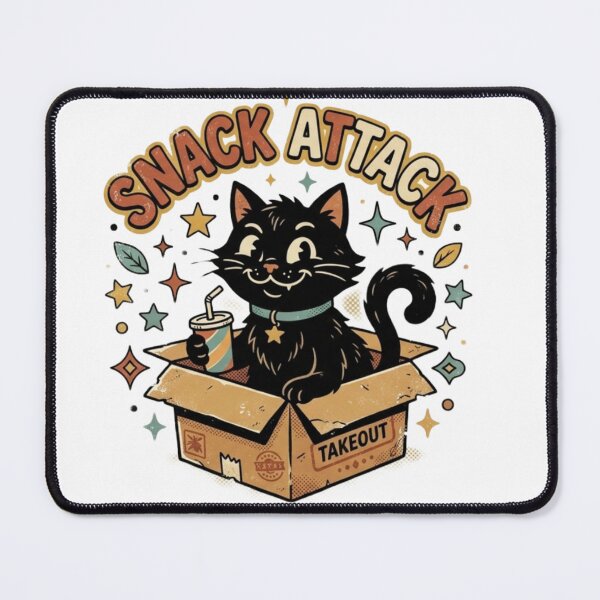 Item preview, Snack Attack Black Cat Vintage Cartoon T-Shirt Design designed and sold by The Wicked Herbarium.